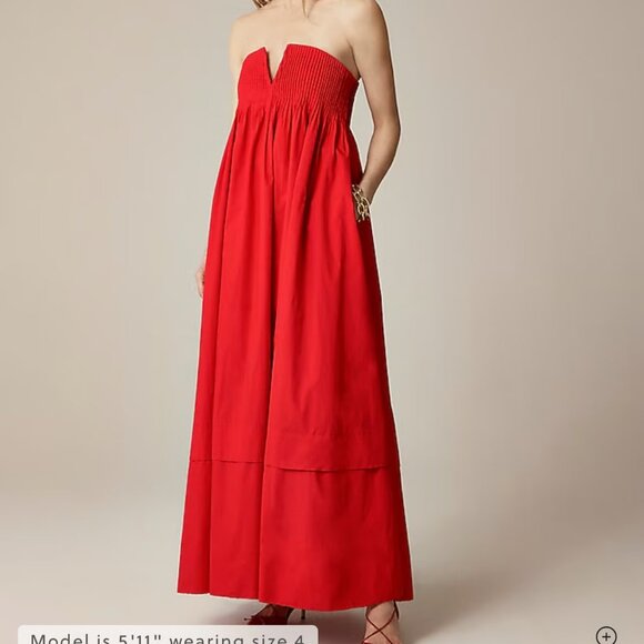 J Crew Women's Collection strapless notched maxi dress Size 10 Red Color - Picture 1 of 6